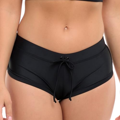 Body Glove Women's Smoothies Sidekick Solid Sporty Bikini Bottom Swimsuit Short, Black, Small