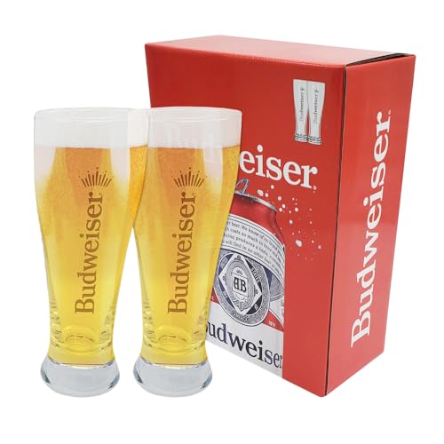 Authentically Licensed Budweiser 16.9oz Pilsner Glass - Set of 2 Compatible