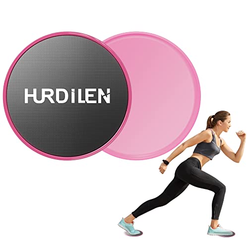 Hurdilen Core Sliders, Exercise Gliding Discs Dual Sided Use on Carpet and Hardwood Floors, Lightweight and Perfect Fitness Apparatus for Training Abdominal Core Strength (Pink)