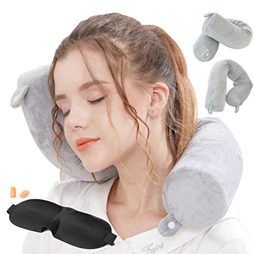 Lucear Travel Pillow Neck Pillows Travel Essentials Traveling on Airplane Twist Memory Foam, Bus, Train at Home(Grey Memory Foam)