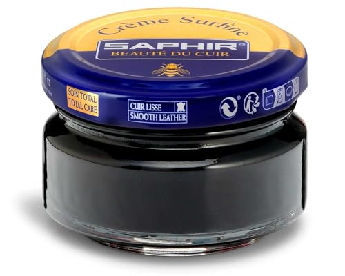 SAPHIR Creme Surfine Pommadier Shoe Polish - Beeswax Cream for Leather Products - Black