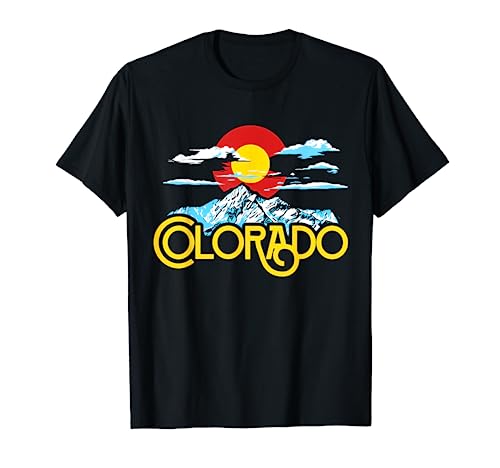 Vintage Colorado Flag Eighties Hipster Typography Mountains T-Shirt