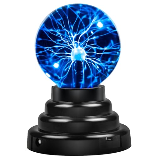 Flashmen Plasma Ball Blue Light Science Lamp for Kids Touch Sensitive Plasma Globe Decorative Lamp Novelty Halloween Christmas Gift 3 inch