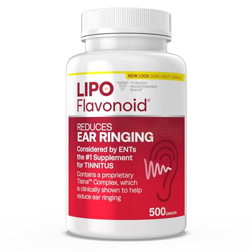 Lipo Flavonoid Plus, Tinnitus Relief for Ringing Ears, OTC Flavonoid Ear Health Vitamins, Bioflavonoids & Vitamin C, 500 Caplets