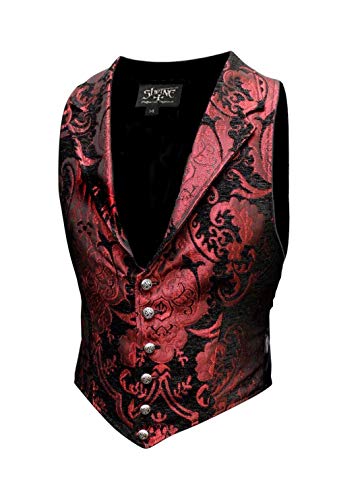 Shrine Men's Victorian Gothic Formal Aristocrat Vest Red Black (Small)