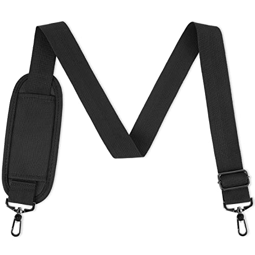 Ytonet Shoulder Strap, 52' Universal Adjustable Padded Laptop Shoulder Strap Replacement Comfortable Belt with Metal Hooks for Laptop Messenger Crossbody Bag Luggage Duffel Camera, Black