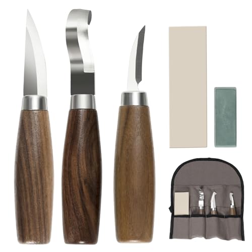 JIAN Wood Carving Tools Set - Wood Carving Knife Kit for Beginners, Adults, and Kids, Includes 3 Whittling Knives for DIY Woodworking and Carving Enthusiasts