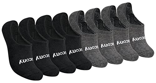 Saucony womens 8 Pairs No Show Cushioned Invisible Liner Casual Sock, Black/Charcoal (8 Pairs), Shoe Size 6-10 US