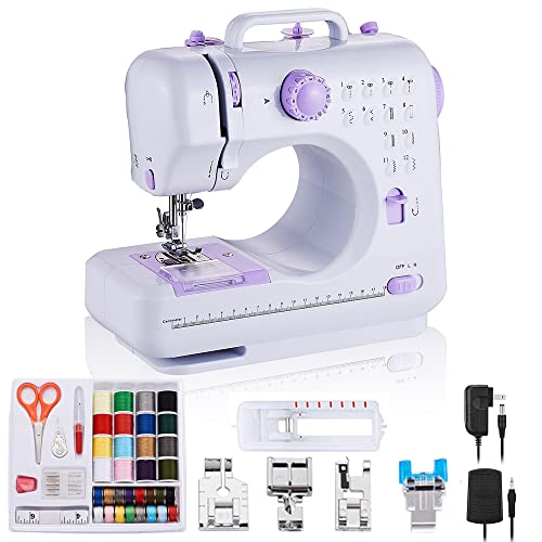 rxmeili Sewing Machine Portable mini Electric Sewing Machine for beginners 12 Built-in Stitches 2 Speed with Foot Pedal，Light, Storage Drawer.