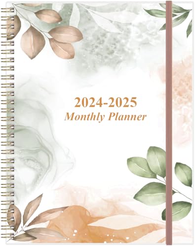 2024-2025 Monthly Planner - 18 Monthly Calendar, January 2024 - June 2025, Two Pages Per Month, 9' x11' Planner with Tabs, Strong Twin-Wire Binding, Inner Pocket, Rose Leaf