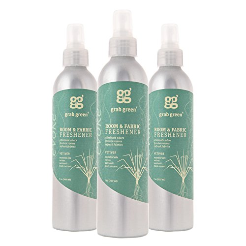 Grab Green Room and Fabric Freshener, 7 Ounce (Pack of 3), Vetiver Scent, Plant and Mineral Based, Eliminates Odors, Freshens Rooms, Refreshes Fabrics