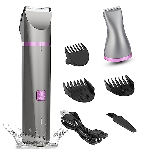 RAXMETRY Hair Trimmer for Women Waterproof Bikini Trimmer Electric Shaver for Pubic Hair Legs Arms Removal Personal Trimmer with Snap-in Ceramic Blades IP7X Washable Head,Wet and Dry Use