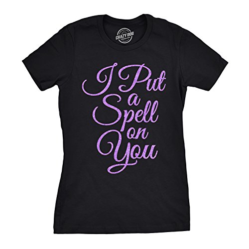 Womens I Put A Spell On You Tshirt Funny Halloween Movie Tee for Ladies Funny Womens T Shirts Halloween T Shirt for Women Funny Movie T Shirt Women's Black XL