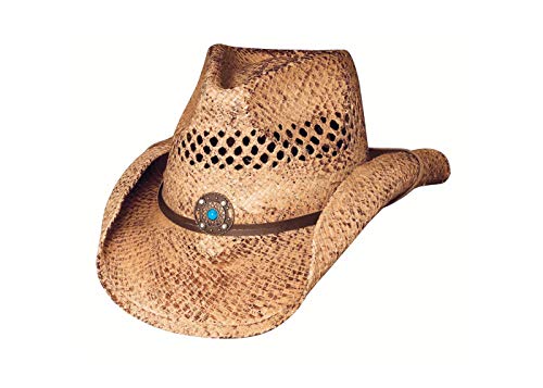Bullhide Montecarlo Anytime Vented Raffia Western Hat with Turquoise Bead Concho Large/X-Large