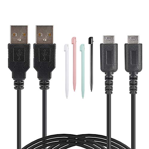 DS Lite USB Charger Cable Kit, 2 Pcs 3.9ft Charging Cord and 4 Stylus Pen Compatible with Nintendo DS Lite (ONLY for NDSL, NOT for 3DS, 2DS, DSi, DS)