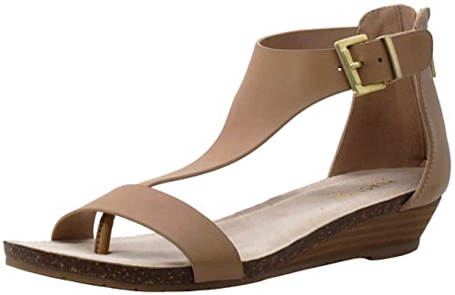 Kenneth Cole REACTION Women's Great Gal T-Strap Wedge Sandal, Chai, 7.5 M US