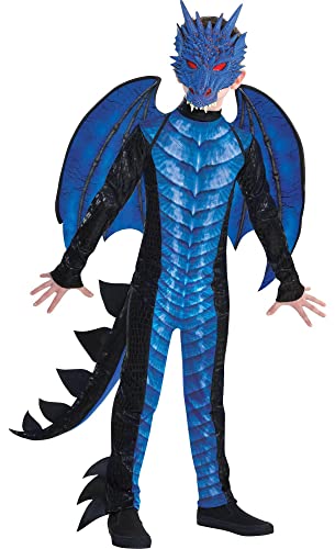 amscan Deadly Dragon Costume for Boys, Includes Jumpsuit, Tail, and Mask, Medium