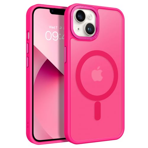 BENTOBEN Magnetic for iPhone 13 Case & iPhone 14 Case [Compatible with Magsafe] Translucent Matte Phone Case iPhone 13/14 Slim Shockproof Women Men Protective Cover for iPhone 13/14 6.1', Hot Pink