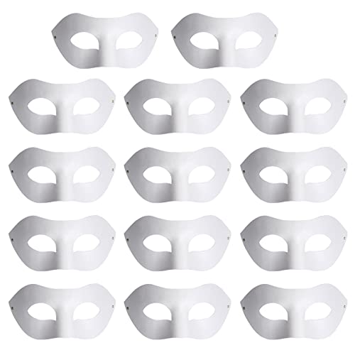 Yookat 14 Pieces Paper Art Masks White Craft Masks Paintable Paper Mask Mardi Gras Masquerade Masks