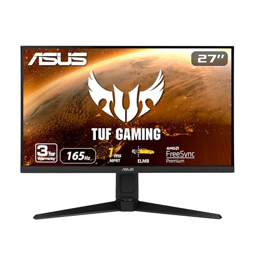 ASUS TUF Gaming VG279QL1A 27” HDR Gaming Monitor, 1080P Full HD, 165Hz (Supports 144Hz), IPS, 1ms, FreeSync Premium, DisplayHDR 400, Extreme Low Motion Blur, Eye Care, HDMI DisplayPort, BLACK