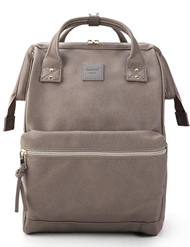 Kah&Kee Leather Backpack Diaper Bag with Laptop Compartment Travel School for Women Man (Gray, Medium)