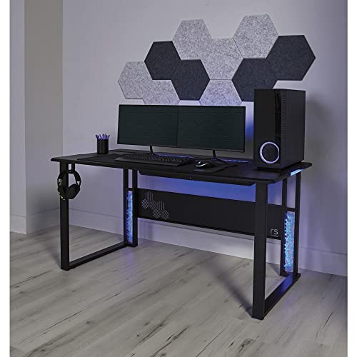 RS Gaming Mergence 60' W RGB Gaming Computer Desk with 10 Acoustic Panels, Black