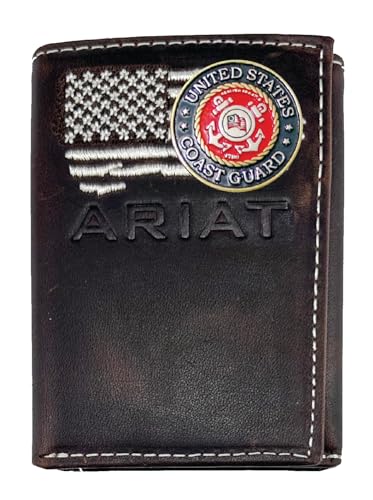 Custom United States Coast Guard ARIAT Ghost Flag Trifold Leather Wallet