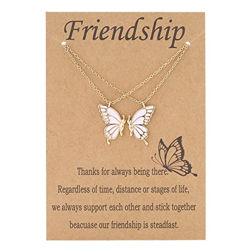 Friendship Necklace 2 Best Friend Friendship Gifts for Women Friends, Butterfly Matching Bestie BFF Necklace Gifts for Girls Female Long Distance Birthday Christmas Valentines Day Gifts
