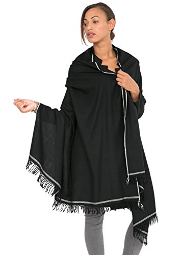 likemary Pashmina Shawls and Wraps for Women - Travel Blanket Scarf - Warm & Large Wool Wrap - Handmade Gift - Black Scarf