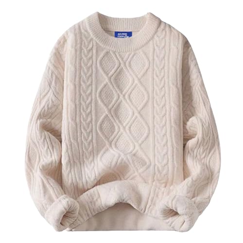 Aelfric Eden Oversized Sweater 90s Vintage Knitted Sweater Long Sleeve Sweater Women Woven Crewneck Pullover Beige