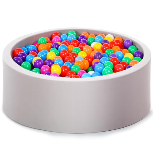 Foam Ball Pit for Toddlers, Large Baby Ball Pit for Babies with Soft Memory Sponge, Indoor Outdoor Baby Playpen, Kids Play Ball Pool, Gift Toys for Infants Boys and Girls (Gray, NO Balls)