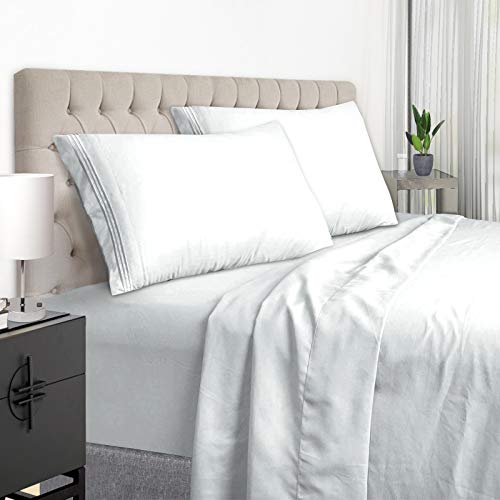 EaseHome White King Size Bed Sheet Set - Deep Pocket to 18 inches Mattress 4 Piece - Premium Bedding Sheets & Pillowcases Collection - Extra Soft
