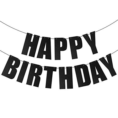 Black Happy Birthday Banner for Birthday Party Decorations Supplies