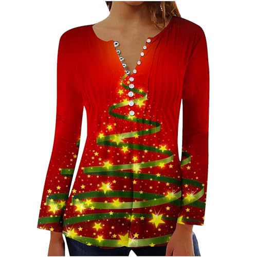 Recent Orders Placed by me on Amazon Women's Christmas Printed Tops Button V-Neck Long Sleeve Shirts Elegant Tunic Top Elegant Pleated Blouse Tees T-Shirt Funny Christmas Hoodies Red 3X