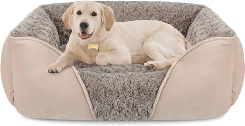 INVENHO Large Dog Bed for Large Medium Small Dogs Rectangle Washable Dog Bed, Orthopedic Dog Bed, Soft Calming Sleeping Puppy Bed Durable Pet Cuddler with Anti-Slip Bottom L(30'x24'x9')