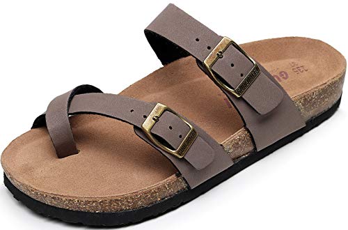 guoluofei Women's Cork Footbed Slide Sandals With Arch Support,Comfortable Summer Beach Sandals For Women Girls Ladies