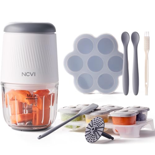 NCVI Puree Baby Food Maker Set, Baby Food Processor Blender and Puree Machine One Step with 8 Blades, 13-in-1 Processor Set Including Food Containers, Freezer Tray, Silicone Spoon, Spatula and Brush