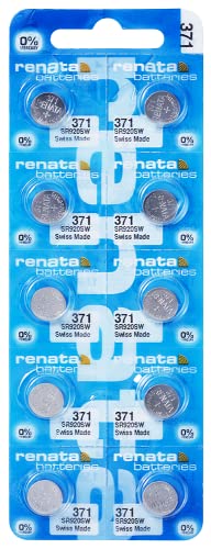 Renata 371 SR920SW Batteries - 1.55V Silver Oxide 371 Watch Battery (10 Count)