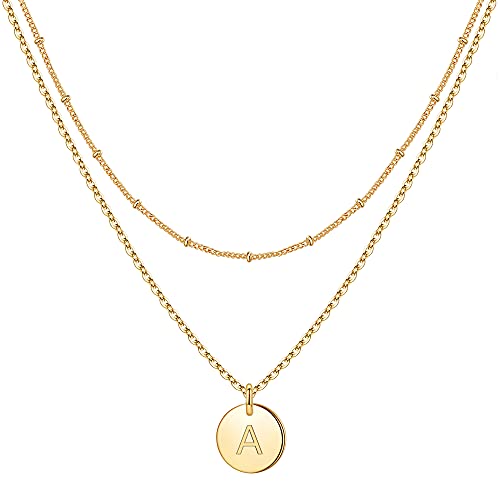 IEFWEEL Initial Necklaces for Teen Girls - Gold Initial Necklaces for Women Teen Girls Gifts Layered Gold Necklaces for Women Letter A Necklaces for Girls Gifts for Teen Girls Jewelry for Girls