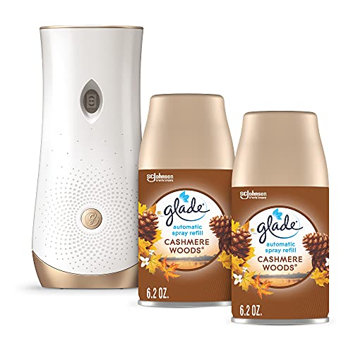Glade Automatic Spray Refill and Holder Kit, Air Freshener for Home and Bathroom, Cashmere Woods, 6.2 Oz, 2 Count