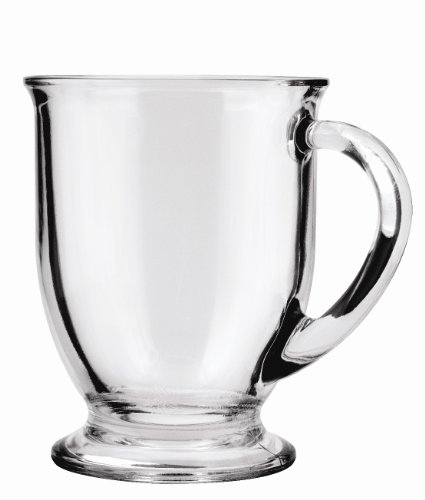 Anchor Hocking Café Glass Coffee Mugs, 16 oz, Set of 6