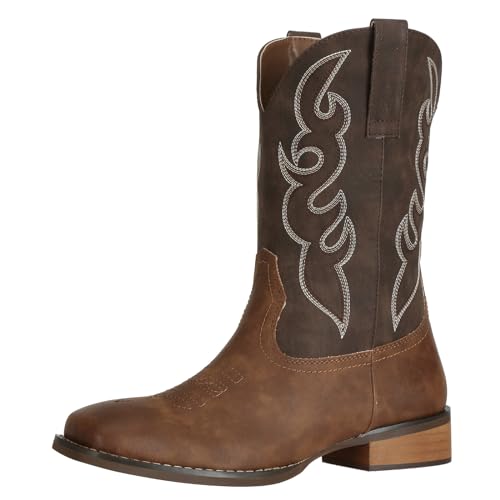 J's.o.l.e Men's Cowboy Western Boots Comfortable Wide Square Toe Boots US 11