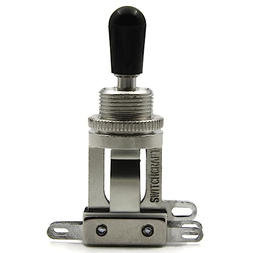 Switchcraft 3 Way Toggle Switch w/Genuine Tip, Short Toggle for Les Paul Electric Guitar (Black Tip)