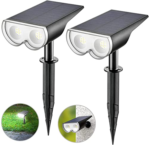 Linkind StarRay Solar Spot Lights Outdoor, 30% Conversion Rate IP67 Waterproof Dusk-to-Dawn Landscape Spotlights, 6500K Daylight Wall Lights for Garden Yard, 2 Pack