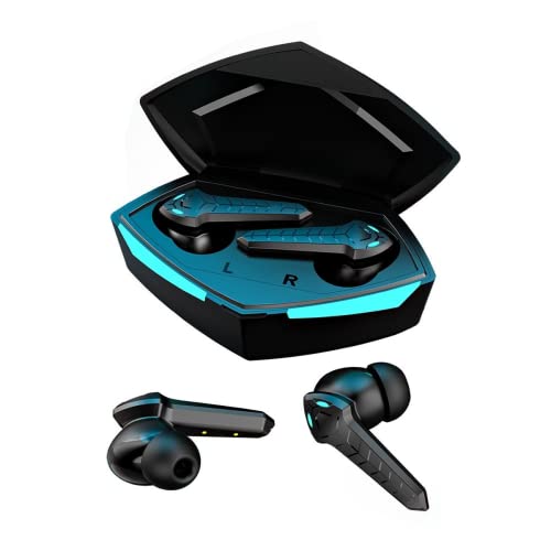 SGNICS Bluetooth 5.2 Wireless Earbuds Gaming Headphones for Alcatel Idol 4S with Windows 10, Low Latency with Cool Lights, True Wireless Gaming Headset Music/Gaming Mode - Black