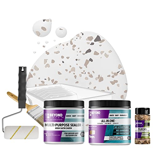 Beyond Paint Countertop Makeover Kit with Paint, Sealer, Flecks and Tools for Countertops, Bright White
