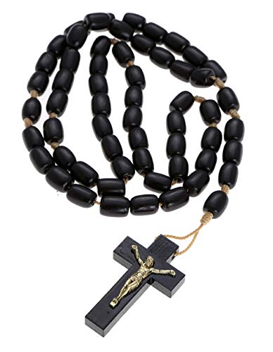 Catholica Shop Catholic Religious Wear I Handmade Wood Rosary Cross I Crucifix Cross Necklace for Men & Women I Beaded Rosary Necklace Handmade I Made in Brazil - 17 Inch