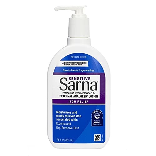 Sarna Sensitive Steroid-Free Anti-Itch Lotion for Dry Irritated Skin, Fragrance free - 7.5 Fl Oz