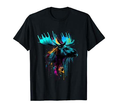 Moose Lovers Colorful Pop Art Beautiful Moose T-Shirt