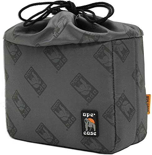 Ape Case Cubeze (ACQB 33 GY) Flexible Padded Storage Bag; Removable & Adjustable Padded Inserts; Drawstring Closure; Hi-Vis Yellow Interior; Exterior Pockets for Accessories; Grey